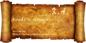 Kovár Albert névjegykártya